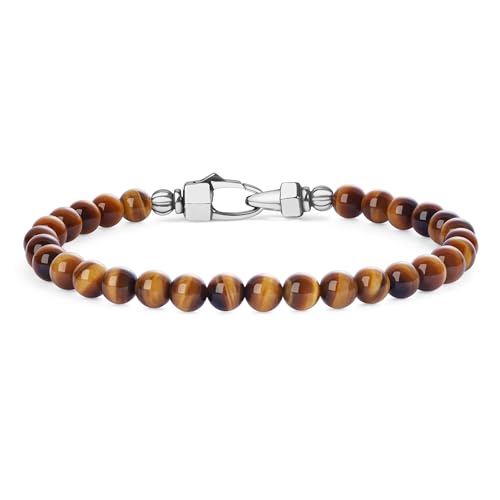 COAI 6 mm Naturstein Armband für Männer Gelbs Tigerauge Perlenarmband für Herren Größe L von COAI