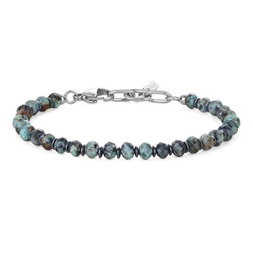 COAI 6x4 mm facettiertes Afrikanischer Türkis Armband mit Hämatit Perlen für Herren Edelstein Armband von COAI