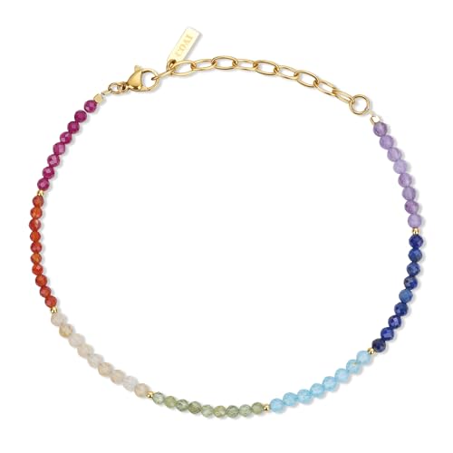 COAI 7 Chakra Fußkette aus 3 mm facettierten Edelsteinperlen für Frauen Damen COAI 7 Chakra Fußkette aus 3 mm facettierten Edelsteinperlen für Frauen Damen von COAI
