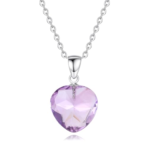 COAI 925 Sterling Silber Damen Halskette mit facettiertem Amethyst Herz Anhänger von COAI