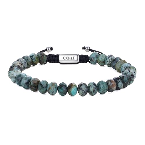 COAI Afrikanischer Türkis Armband mit verstellbarem Verschluss und 8x5 mm facettierten Türkis Perlen für Herrren von COAI
