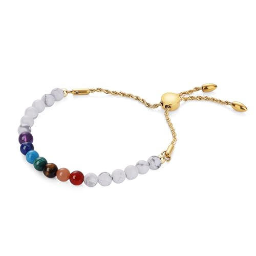 COAI Damen Chakra Armband mit natürlichen Howlith Perlen und Chakra Steinen Glücksarmband für Frauen von COAI