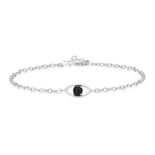 COAI Damen Evil Eye Armband mit 4 mm Schwarzem Onyx und 925 Sterling Silber Kette Glücksarmband für Frauen von COAI
