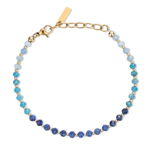 COAI Frauen Farbverlauf Armband mit facettierten Kyanit Apatit Aquamarin Perlenarmband für Damen von COAI