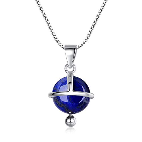 COAI Damen Geschenkideen 925 Sterling Silber Kette Glückskette mit Planet Anhänger aus Lapislazuli von COAI