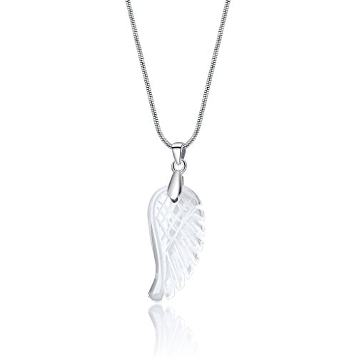 COAI Damen Glückskette mit Bergkristall Engelsflügel Anhänger Silberkette für Frauen von COAI