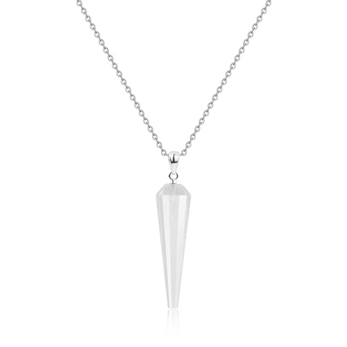COAI Damen-Halskette aus 925 Sterlingsilber Kette mit Bergkristall Naturstein Pyramidenanhänger von COAI