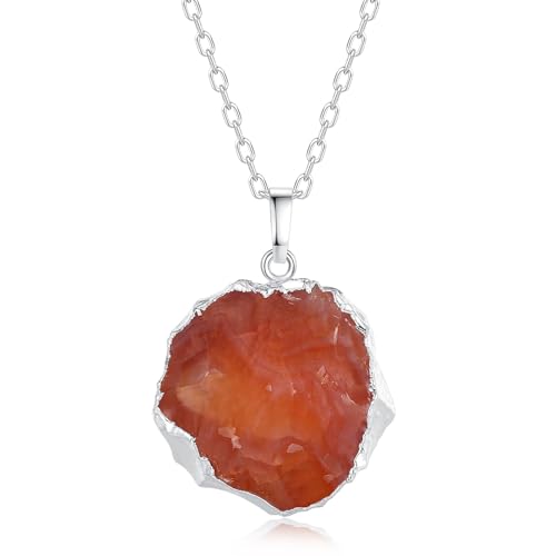 COAI Damen Halskette mit Roter Karneol Anhänger und Heilkristallen Kette für Frauen von COAI