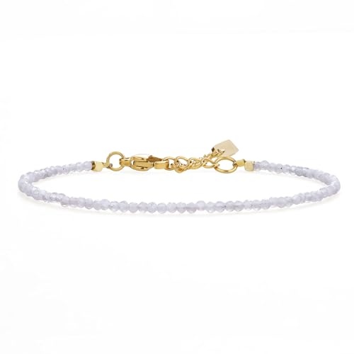 COAI Damen Kristall Armband aus 2mm facettiertem Mondstein Perlen mit Goldene Kette Heilsteine Armband für Frauen COAI Damen Kristall Armband aus 2mm facettiertem Mondstein Perlen mit Goldene Kette Heilsteine Armband für Frauen von COAI