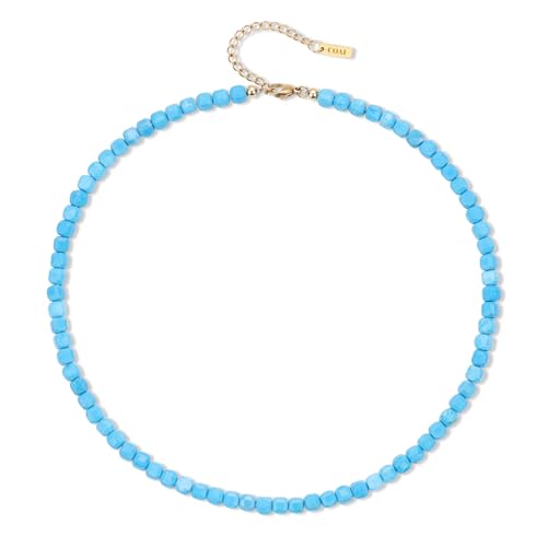 COAI Damen Kristall Halskette mit synthetischem Türkis Perlen von COAI