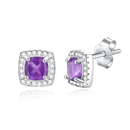 COAI Damen Kristall Ohrringe Klein mit Amethyst Ohrstecker Silber 925 für Frauen von COAI