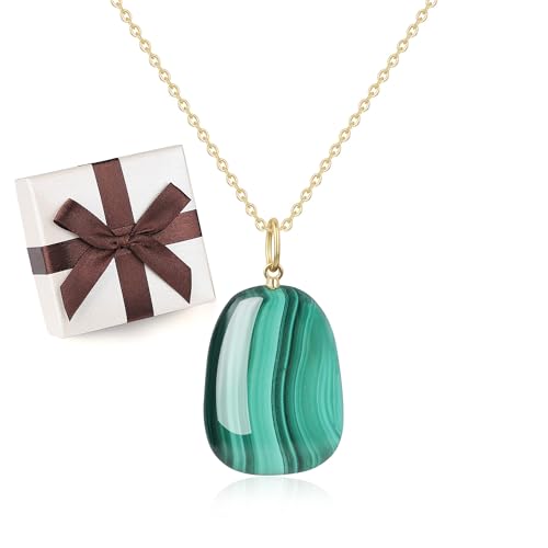 COAI Damen Kristall Halskette mit 925 Silberkette und Malachit Anhänger Vergoldet Kette für Frauen von COAI