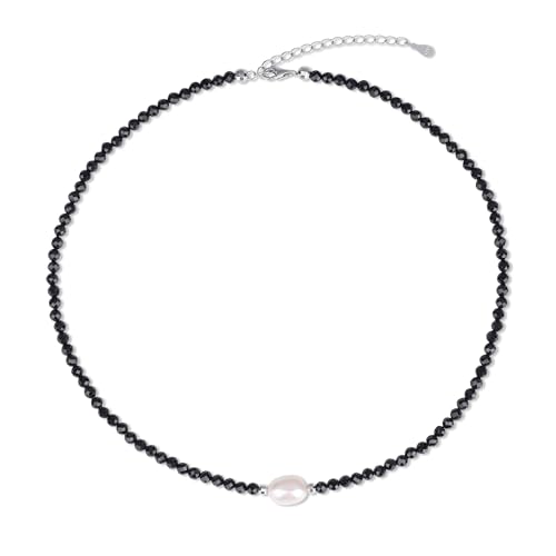 COAI Damen Perlen Halskette mit Natürlichen weißen Süßwasserperlen und 4mm Spinellsteinen für Frauen COAI Damen Perlen Halskette mit Natürlichen weißen Süßwasserperlen und 4mm Spinellsteinen für Frauen von COAI