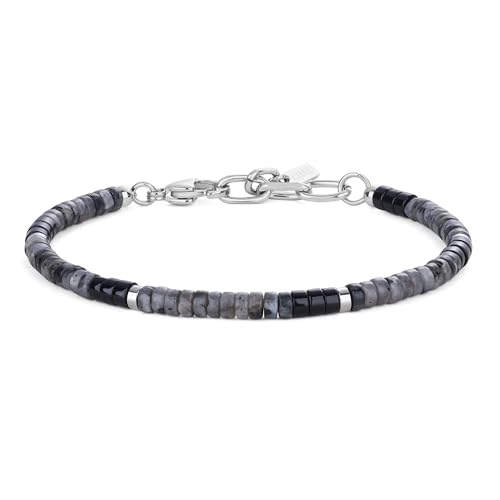 COAI Edelstein Armband mit 4x2 mm Labradorit und Onyx Perlen für Herren Naturstein Perlenarmband für Männer von COAI