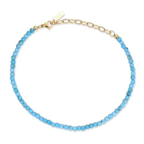 COAI Türkis Fußkette aus 3 mm synthetischem Türkis Perlen Edelstein Fußkette für Damen COAI Türkis Fußkette aus 3 mm synthetischem Türkis Perlen Edelstein Fußkette für Damen von COAI