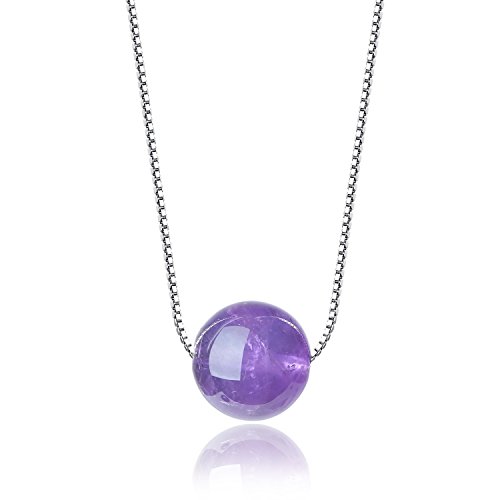 COAI Geschenkideen Amethyst Perle Anhänger Geburtssteinkette 925 Sterling Silber Halskette für Frauen Damen von COAI