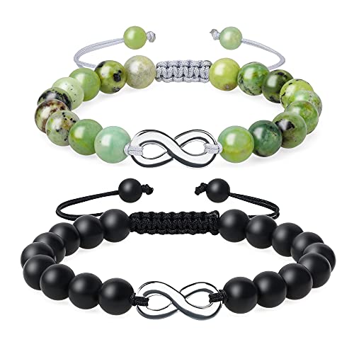 COAI Geschenkideen Australischer Jade und Matter Onyx mit Infinity Charm EIN Paar Distance Bracelets COAI Geschenkideen Australischer Jade und Matter Onyx mit Infinity Charm EIN Paar Distance Bracelets von COAI