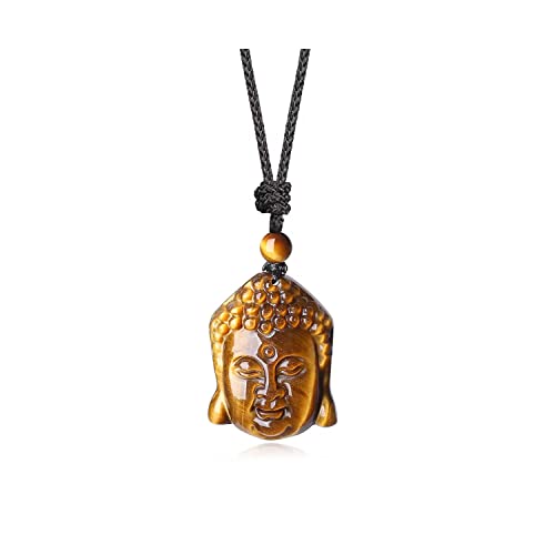 COAI Geschenkideen Buddha Kopf Anhänger aus Tigerauge Gelb Buddhistische Glückskette für Damen und Herren von COAI