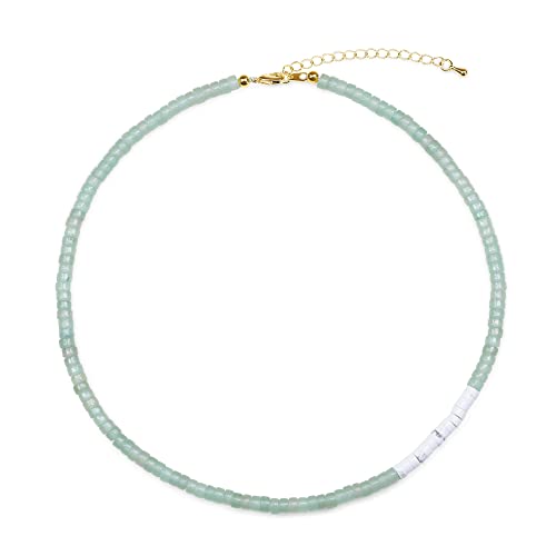 COAI Geschenkideen Damen 18k Vergoldete Kette Heishi Boho Halskette aus Grünem Aventurin und Howlith COAI Geschenkideen Damen 18k Vergoldete Kette Heishi Boho Halskette aus Grünem Aventurin und Howlith von COAI