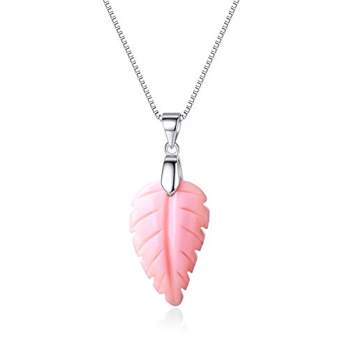 COAI Geschenkideen Damen 925 Sterling Silber Glückskette mit Blatt Anhänger aus Rosa Opal Pinkopal von COAI