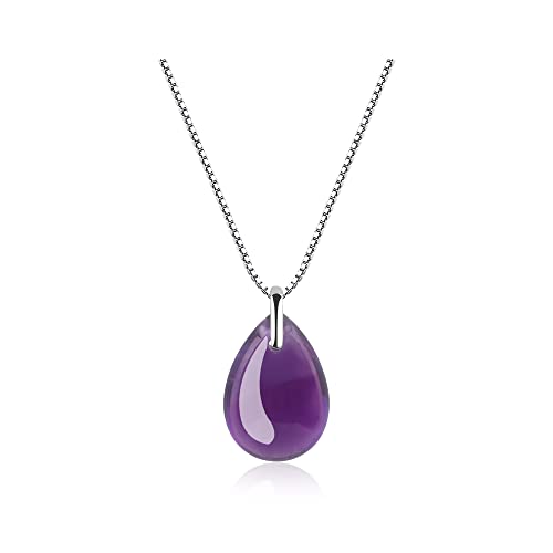 COAI Geschenkideen Damen 925 Sterling Silber Halskette mit Wassertropfen Anhänger aus Amethyst Kristall Kette von COAI