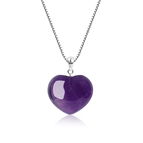 COAI Geschenkideen Damen 925 Sterling Silber Kette mit Herz Anhänger Liebe Anhänger aus Amethyst von COAI