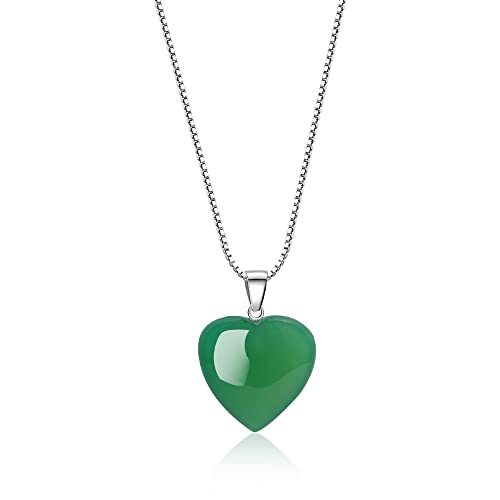 COAI Geschenkideen Damen 925 Sterling Silber Kette mit Herz Anhänger Liebe Anhänger aus Grünem Achat von COAI