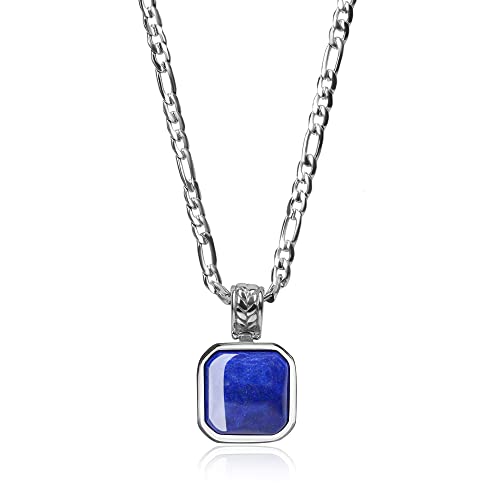 COAI Geschenkideen Damen Figarokette mit Quadrat Kristall Anhänger aus Lapislazuli 45cm von COAI