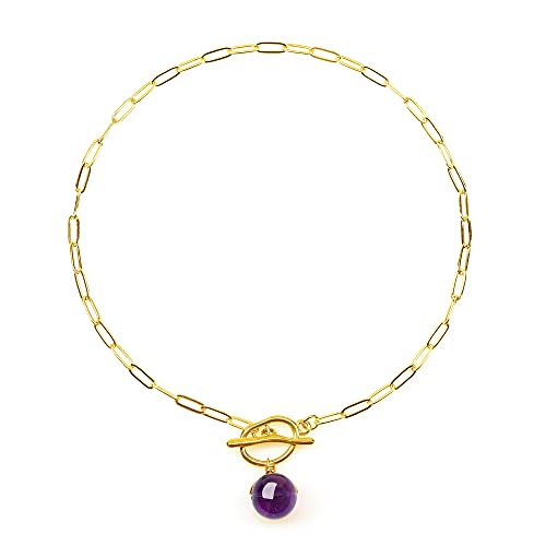 COAI Geschenkideen Damen Gliederkette mit Knebelverschluss und Amethyst Perle Anhänger von COAI