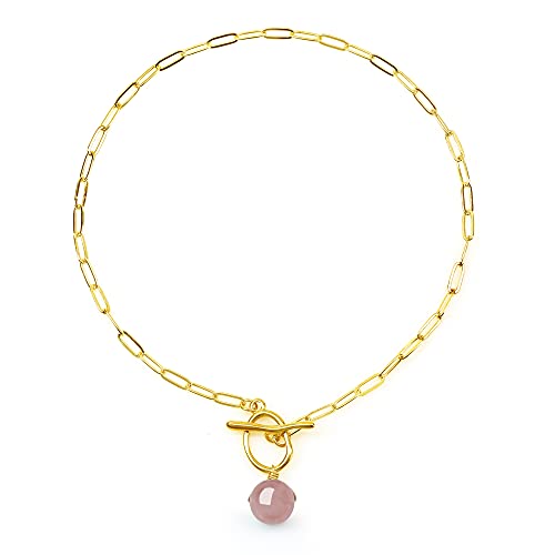 COAI Geschenkideen Damen Gliederkette mit Knebelverschluss und Rosenquarz Perle Anhänger COAI Geschenkideen Damen Gliederkette mit Knebelverschluss und Rosenquarz Perle Anhänger von COAI