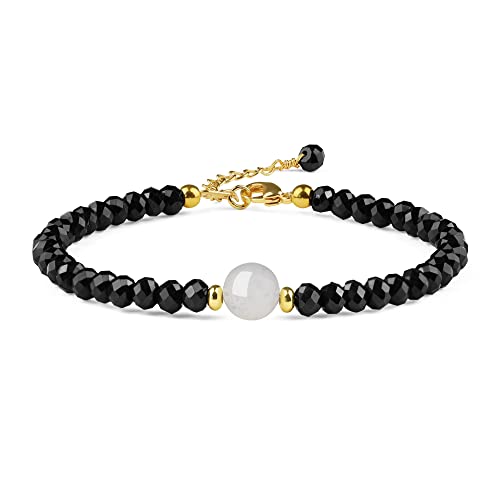 COAI Geschenkideen Damen Glücksarmband aus Facettiertem Spinell und Mondstein Strangarmband von COAI