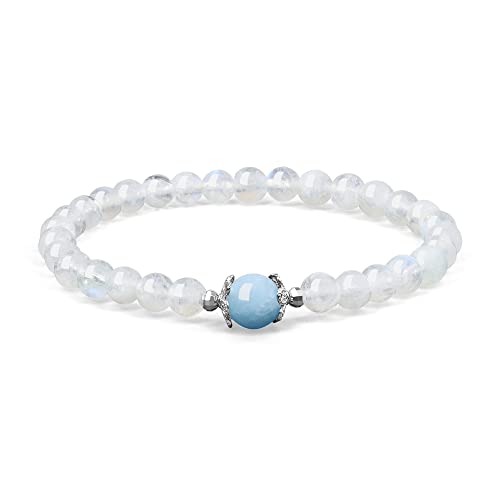 COAI Geschenkideen Damen Glücksarmband aus Mondstein und Aquamarin Reikiarmband von Einfachem Stil von COAI