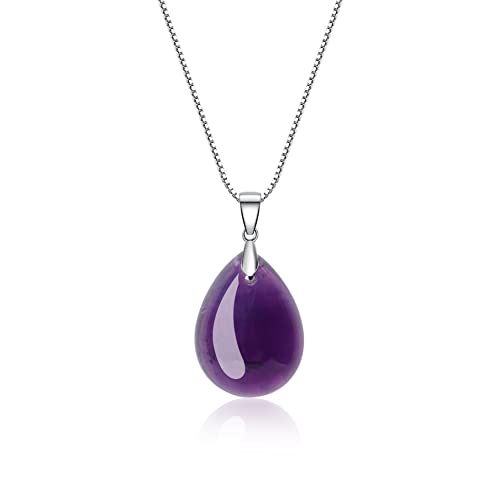 COAI Geschenkideen Damen Halskette 925 Sterling Silber Kette mit Träne der Engel Wassertropfen Anhänger aus Amethyst von COAI