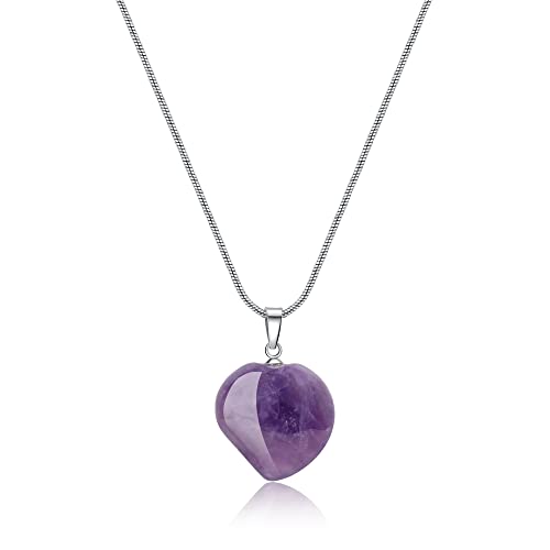 COAI Geschenkideen Damen Schlangen Halskette mit Herz Anhänger Liebe Anhänger aus Amethyst von COAI