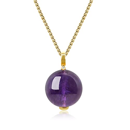 COAI Geschenkideen Damen Vergoldete Halskette mit Kugel Anhänger Ball Anhänger aus Amethyst von COAI