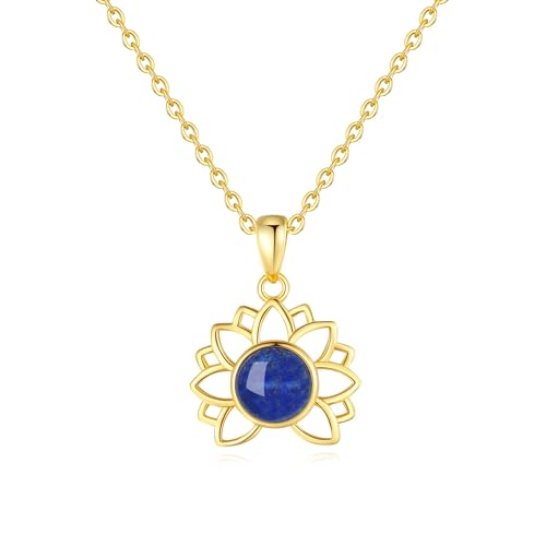 COAI Geschenkideen Damen Vergoldete Silber Halskette mit Blauer Lotus Anhänger Lapislazuli Kristall COAI Geschenkideen Damen Vergoldete Silber Halskette mit Blauer Lotus Anhänger Lapislazuli Kristall von COAI