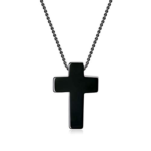 COAI Geschenkideen Geschenkideen Halskette Kreuz Anhänger aus Obsidian mit Edelstahl Kette Talisman Glückskette von COAI