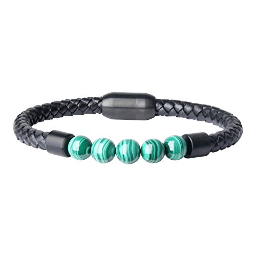 COAI Geschenkideen Glücksarmband aus Malachit und Lederarmband mit Magnetverschluss aus Edelstahl für Herren COAI Geschenkideen Glücksarmband aus Malachit und Lederarmband mit Magnetverschluss aus Edelstahl für Herren von COAI