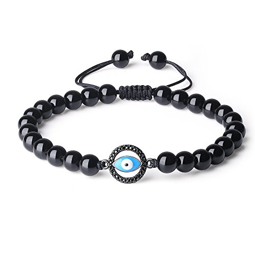 COAI Geschenkideen Glücksarmband aus Obsidian mit Pavé Blaues Evil Eye Nazar Boncuk in Größe M für Damen und Herren COAI Geschenkideen Glücksarmband aus Obsidian mit Pavé Blaues Evil Eye Nazar Boncuk in Größe M für Damen und Herren von COAI