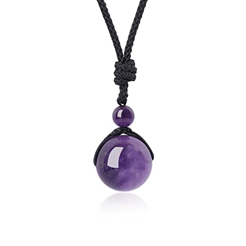 COAI Geschenkideen Glückskette aus Amethyst mit Verstellbarer Nylonschnur Halskette Perle Anhänger für Damen und Herren COAI Geschenkideen Glückskette aus Amethyst mit Verstellbarer Nylonschnur Halskette Perle Anhänger für Damen und Herren von COAI
