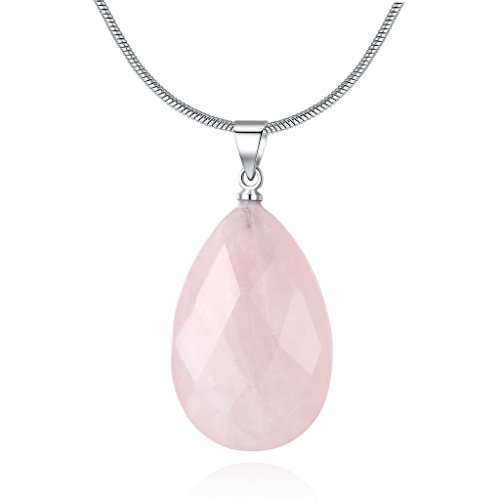 COAI Geschenkideen Glückskette aus Mehrfasen-Rosenquarz Träne und Wassertropfen Anhänger für Damen von COAI