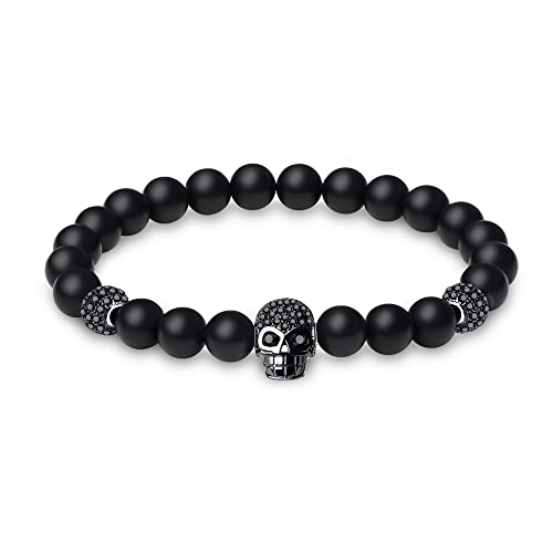 COAI Geschenkideen Herren Glücksarmband Reiki Armband aus Mattem Onyx mit CZ Zirkonia Totenkopf Charm COAI Geschenkideen Herren Glücksarmband Reiki Armband aus Mattem Onyx mit CZ Zirkonia Totenkopf Charm von COAI