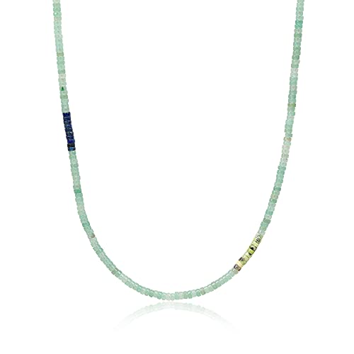 COAI Geschenkideen Herren Heishi Perlen Surfer Halskette aus Aventurin Lapislazuli Australischer Jade 50cm von COAI