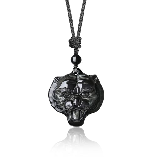 COAI Geschenkideen Kette mit Tiger Anhänger aus Obsidian Amulett Talisman Anhänger Asiatischer Stil COAI Geschenkideen Kette mit Tiger Anhänger aus Obsidian Amulett Talisman Anhänger Asiatischer Stil von COAI