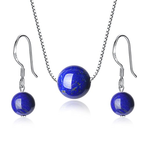 COAI Geschenkideen Schmuck-Sets 925 Sterling Silber Halskette mit Anhänger und EIN Paar Ohrhänger aus Lapislazuli für Damen COAI Geschenkideen Schmuck-Sets 925 Sterling Silber Halskette mit Anhänger und EIN Paar Ohrhänger aus Lapislazuli für Damen von COAI