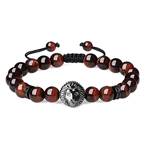 COAI Geschenkideen Unisex Edelsteinarmband aus Tigerauge Rot und Legiertes Löwe Zubehör Glücksarmband COAI Geschenkideen Unisex Edelsteinarmband aus Tigerauge Rot und Legiertes Löwe Zubehör Glücksarmband von COAI