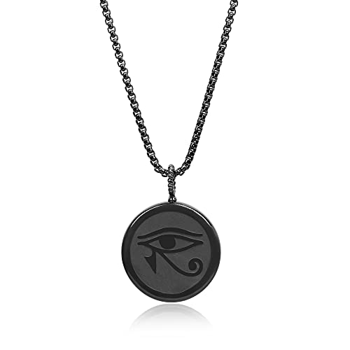 COAI Geschenkideen Unisex Glückskette Horusauge Anhänger aus Obsidian Talisman Anhänger Amulett Halskette von COAI