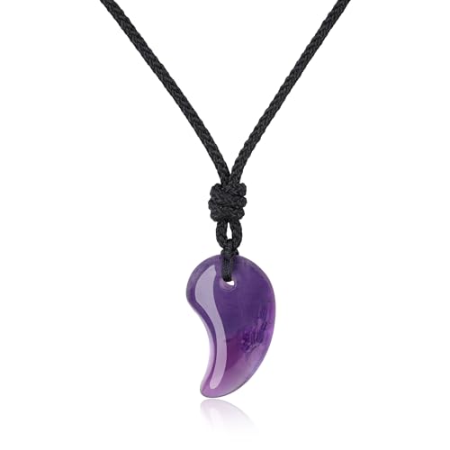 COAI Kristallkette Glückskette Japanische Magatama Kommaförmiger Horn Anhänger aus Amethyst von COAI