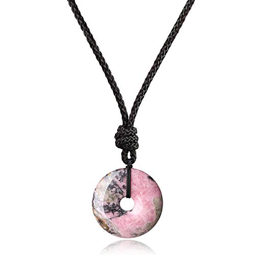 COAI Geschenkideen Unisex Glückskette Kreisring Anhänger aus Rhodonit Halskette von COAI