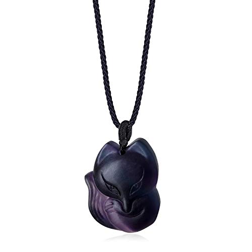 COAI Geschenkideen Unisex Glückskette mit Fuchs Anhänger aus Fluorit Amulett Kette Verstellbar von COAI
